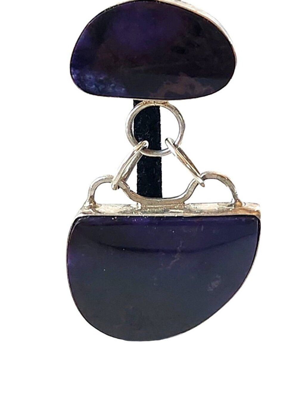 Pendant Dark Sigillate 925 Silver 15.2 gr 2 piece connected with rings 15 mm loo